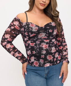 Floral print off shoulder top
