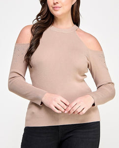 Cold shoulder sweater knit top