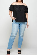 Load image into Gallery viewer, Textured Eyelet Knit Ruffled Top
