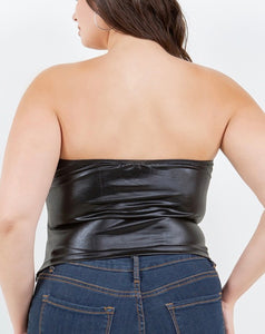 Faux leather corset bustier top