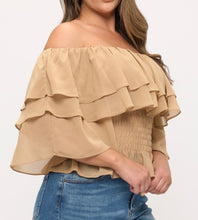 Load image into Gallery viewer, Chiffon ruffle off shoulder top
