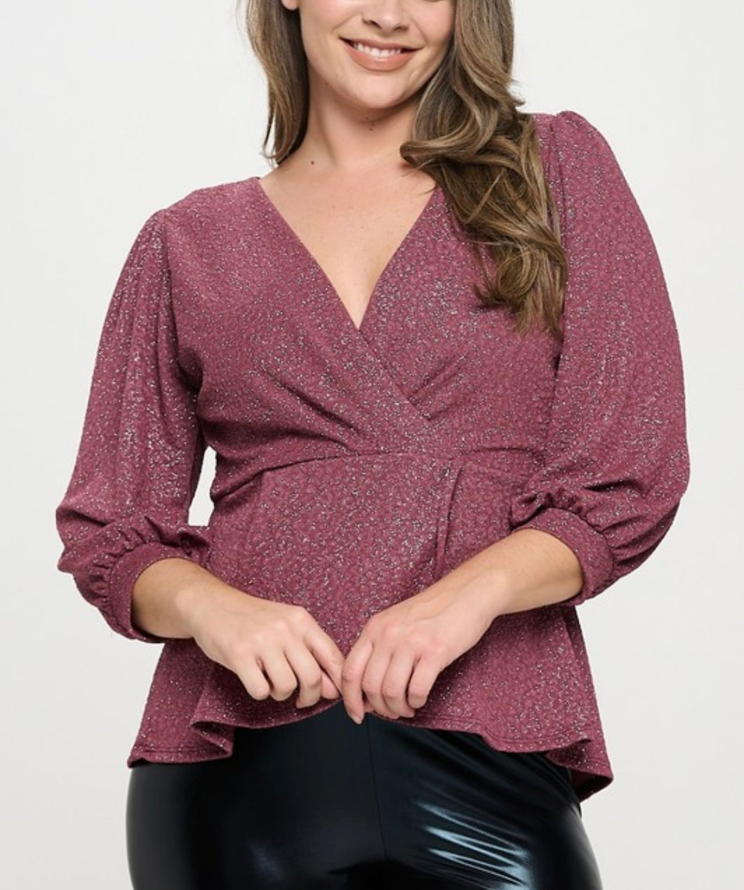 Metallic glitter Surplice top