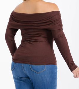 Off shoulder side ruched top
