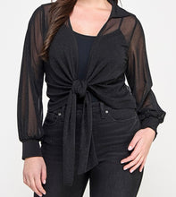 Load image into Gallery viewer, Glitter mesh front tie top

