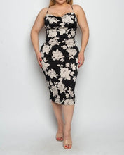 Load image into Gallery viewer, Floral Print Cowl Neck Midi Dress
