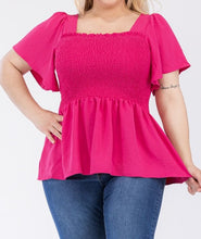 Load image into Gallery viewer, Smocked Peplum Short Sleeve Top
