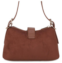 Load image into Gallery viewer, Faux Suede Buckle Stud Design Zipper Shoulder Bag
