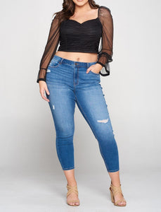 Sweetheart Ruched Mesh Crop Top