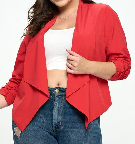 3/4 Ruched Sleeve Blazer