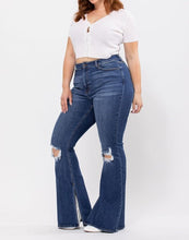 Load image into Gallery viewer, High Rise Long Inseam Slit Flare Jeans
