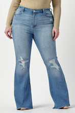 Load image into Gallery viewer, High Rise Long Inseam Slit Flare Jeans
