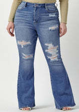 Load image into Gallery viewer, High Rise Distress Super Flare Jeans
