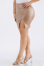 Load image into Gallery viewer, Split Hem PU Leather Mini Skirt
