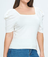 Load image into Gallery viewer, Square Neckline Puff Sleeve Knit Top

