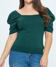 Load image into Gallery viewer, Square Neckline Puff Sleeve Knit Top
