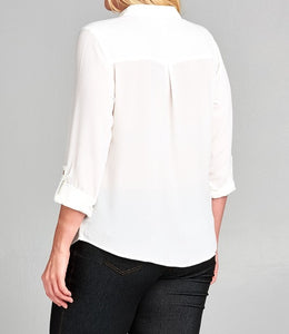 Solid Long Sleeve Blouse